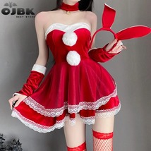 OJBK Santa Lingerie Christmas Lace Dress Plush Red Costume (Premium Seller) - $49.26
