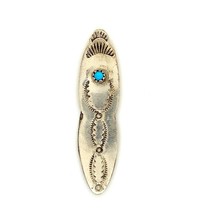 Vtg Sterling Silver Native American Navajo Turquoise Stone Tie Clasp Book Clip - £38.33 GBP