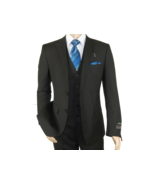 Mens Angelo Rossi 3PC vested Formal or Business Suit poly Rayon 320 Black - $149.99