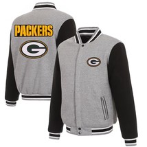 New Mens Packers 2-tone Reversible Fleece Jacket JHDesign - Gray/Black - $89.90