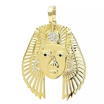 2.4&quot; Egyptian Face Men&#39;s Pendant 14K Yellow Gold Plated 0.50 Ctw D/FL Moissanite - £122.43 GBP