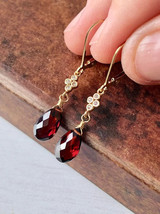 3Ct Pear Cut CZ Red Garnet Drop/Dangle LeverBack Earrings 14K Yellow Gold Plated - £94.36 GBP