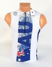 K-Swiss Slim Fit Australia White &amp; Blue 1/2 Zip Sleeveless Cycling Jersey Men&#39;s  - £71.93 GBP