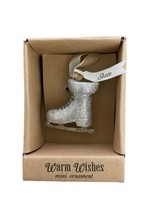 Silvestri Demdaco Warm Wishes Silver Figure Skate Mini Ornament Gift Box  2 in - £10.35 GBP