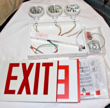 FOR PARTS ONLY* NEW YORK APPROVED STEEL LED EXIT EMERGENCY COMBO UNIT 12... - £24.03 GBP