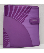 Vintage 90s Mead Purple Design Fabric 3 Ring Binder with Inserts Hook &amp; ... - $41.57