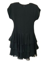 Jody California Vintage 80’s Womens 9/10 Black Chiffon Tier Multi Layered Dress - £55.84 GBP