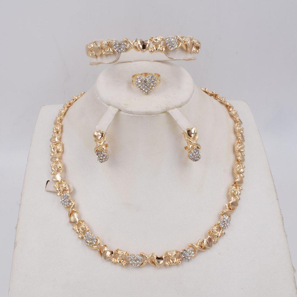 XOXO jewelry set women High quality 18k gold plating Fashion Hear Bear wedding n - £28.49 GBP