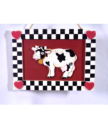 WANG&#39;S VINTAGE 90&#39;S FARM THEME 7.5&quot; x 5.5&quot; WOOD COW PLAQUE XMAS ORNAMENT... - $252.30 MXN