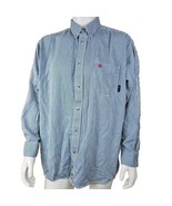 Ariat Flame Resistant Shirt Men 2XL XXL Blue Railroad Stripe Button Up W... - $34.54