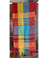 Women Rainbow Scarves Border Pashmina Long Cozy Shawl Silky Wraps Bohemi... - $16.17 CAD