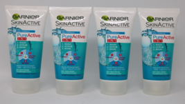 Garnier Skin Active Pure Active 3 in 1 Clay Wash Scrub Mask 150ml New Lot of 4 - £23.71 GBP