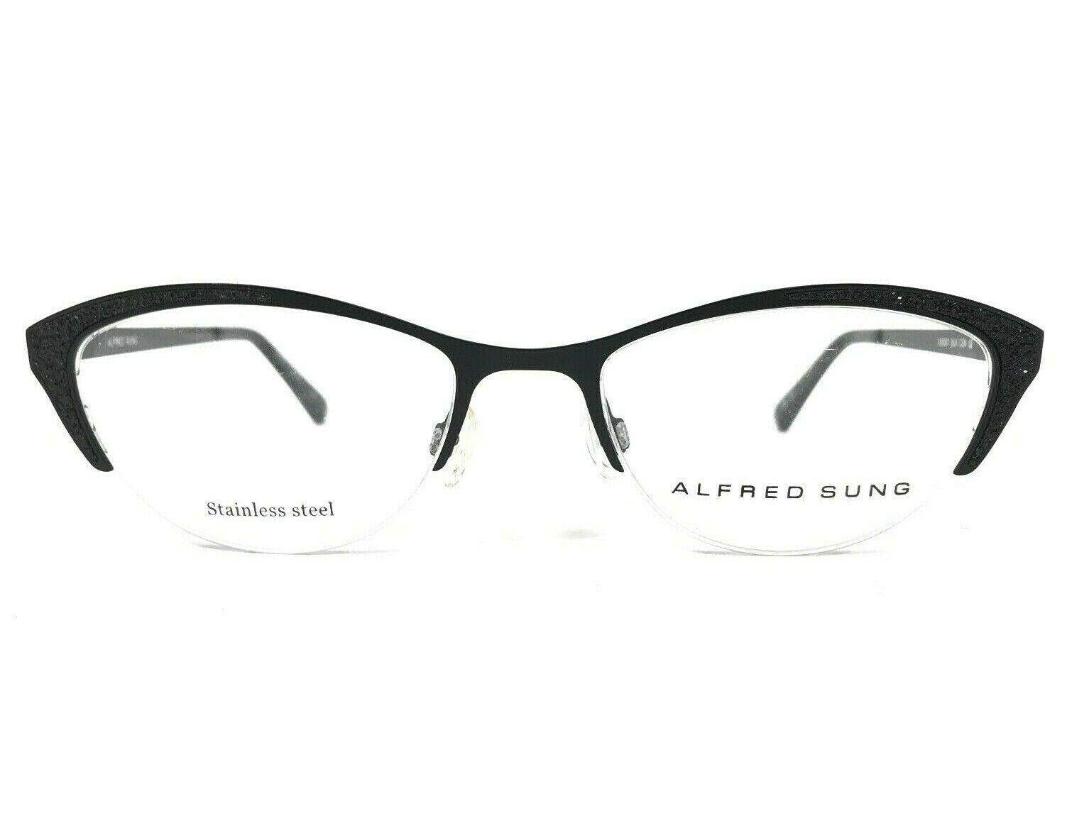 ALFRED SUNG Brille Rahmen AS5057 BLK Schwarz Cat Eye Semi Felge 51-18-140 - $44.53