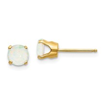 14K Gold Opal October Birthstone Earrings Jewelry 5mm x 5mm - £78.80 GBP