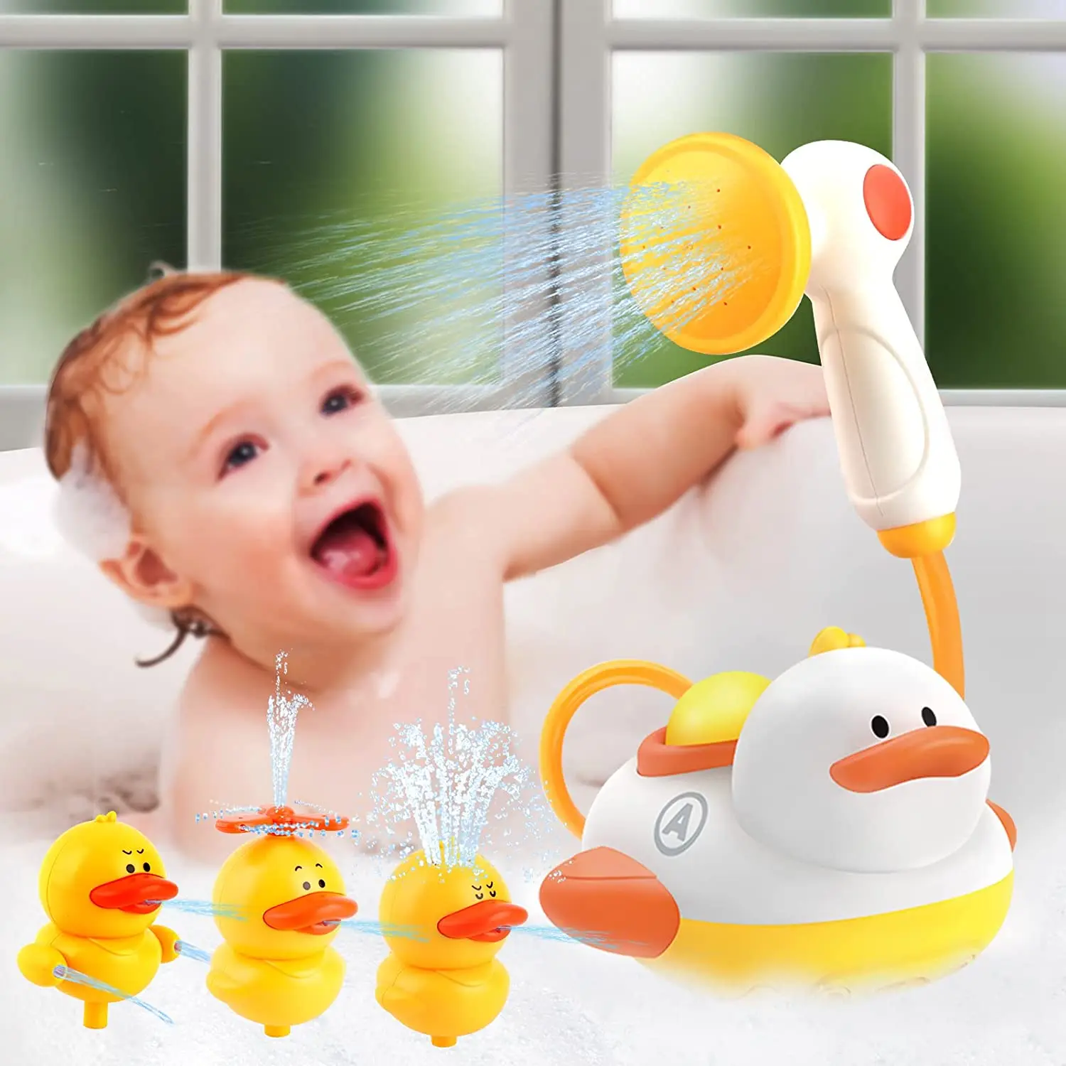 Baby Bath Toddlers Duck Electric Shower Sprayer Pool Play Toys Water Spray - £28.69 GBP+