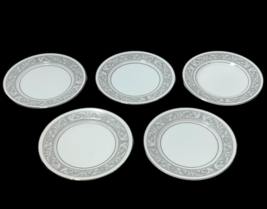 Whitney Imperial China Dessert Bread Plate 6.5&quot; White Silver Set of 5 (5671) - £15.17 GBP