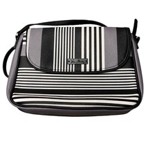 Vera Bradley Midnight *Black Gray-White-Stripe Crossbody Handbag NWOT - £26.82 GBP