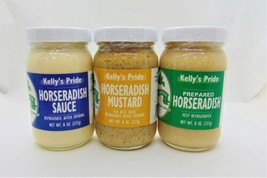 Kelly&#39;s Pride-3 pk Horseradish Sauce, Horseradish Mustard &amp; Prepared Hor... - £13.44 GBP