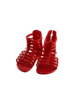 Red Plastic Doll Sandals Gladiator Style 2.75&quot; Front to Back Shaped at Toes - £9.41 GBP