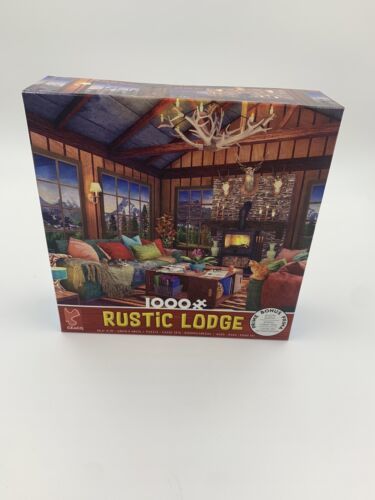1000 piece Ceaco “Rustic Lodge” Puzzle New in Box Mountain View Cabin Hunting - £13.48 GBP