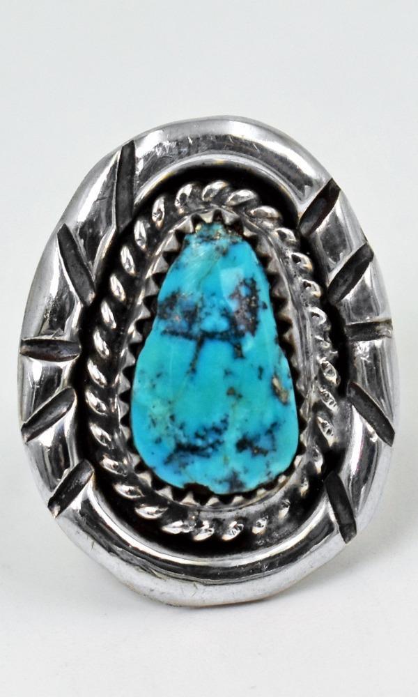Primary image for Vicki Orr Vintage Blue Diamond Turquoise Navajo Ring - Size 6.5