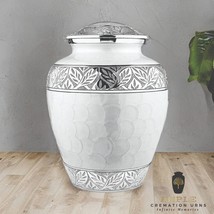 White Cremation Urn for Human Ashes Adults | Memorial Ashes Urn + Velvet Bag - $77.61