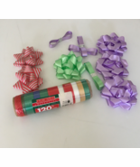 Vintage unused various colors gift wrap ribbons and stick on bow lot - $19.75