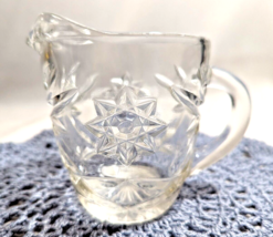 Anchor Hocking Clear Glass Creamer Prescut Star of David Starburst Pitcher VTG - $17.73