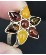 size 8 Sterling Silver &amp; amber womens ring .925 Estate Sale! - $922.00 MXN