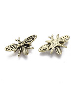 2 Bee Cabochons Antiqued Gold Spring Jewelry Supplies 19mm Save the Bees - $4.01