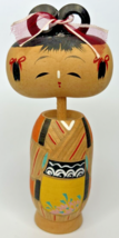 Vintage Japanese Kokeshi Big Head Wooden Doll Hand-Painted 4.5&quot; SKU PB19... - £21.23 GBP