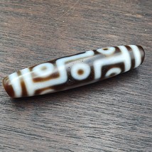 Old Indo Tibetan Agate 9 Eyes in zigzag lines Agate stone Dzi Bead Amulet HQ-2 - £170.58 GBP