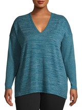 Terra &amp; Sky Women&#39;s Plus V Neck Thermal Top Size 0X (14W)  Green New - £11.17 GBP