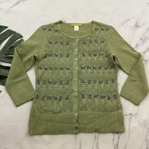 Sigrid Olsen Womens Vintage Y2k Cardigan Sweater Size S Green Beaded Sil... - $32.66