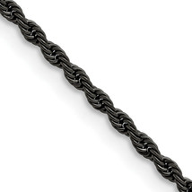 Chisel Stainless Steel Polished Black IP-plated 2.4mm 24 inch Rope Chain SRN672B - $40.55