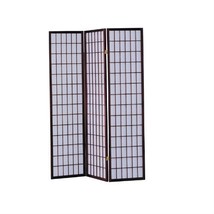 3-Panel Room Divider Asian Style Privacy Screen in Cherry Wood Finish - $183.21