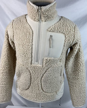 Zella Jacket Fleece Fuzzy Soft Sweater Beige Sherpa Pullover Womens XS - £19.91 GBP