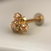 14Kt Gold Stud  Nose Ear Pin Bone CZ Crystal Piercing Ring 20 Gauge - £115.14 GBP