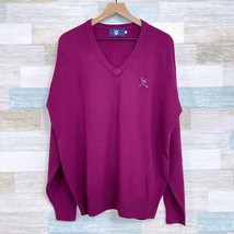 POLO Ralph Lauren Pure Cashmere Sweater Red Golf Shield Logo Vintage Men... - £151.80 GBP