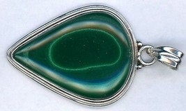 Green Agate Pendant mounted in Silver frame with a Heart shape design - £30.42 GBP