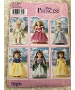 Simplicity 5705 Disney Princess Costumes for 18&quot; American Girl Dolls Pat... - £12.44 GBP
