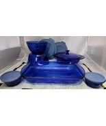 Vintage 11 Pc Anchor Hocking Cobalt Blue Glass Baking Dish Casserole Bow... - £194.72 GBP