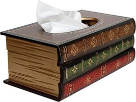 Vintage Wooden Tissue Box Cover Antique Book Style Holder for Loose Tissues - $19.79