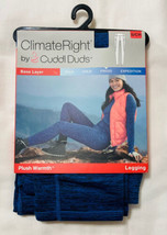 Climate Right Cuddl Duds Plush Warmth Base Layer Leggings Sz S Blue Form Fitting - £11.19 GBP