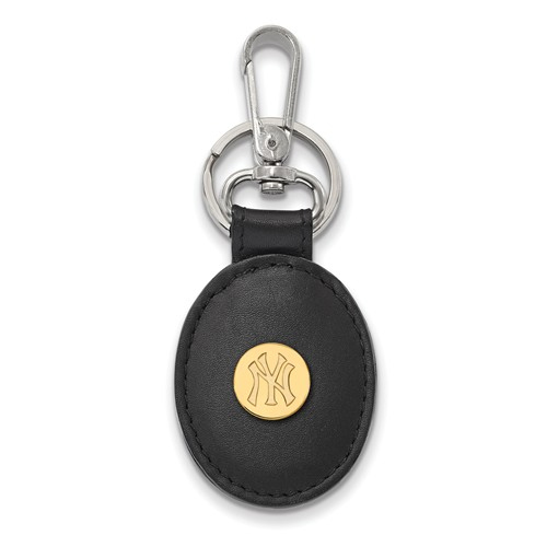 SS w/GP MLB  New York Yankees Black Leather Oval Key Chain - £47.40 GBP