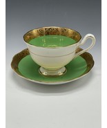 Royal Albert Regency Teacup &amp; Saucer Green Gold Vintage England - $88.20 CAD
