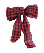 8.5&quot; x 14&quot; Red and Black 6 Loop Plaid Mesh Indoor Christmas Bow - $30.37 CAD