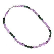 Natürliches Grün Aventurin Amethyst Edelstein Oval Glatt Beads Halskette 18 &quot; - £8.57 GBP