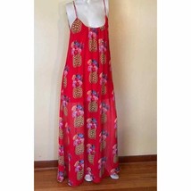 Show Me Your MuMu Red Pineapple Trapeze Maxi Dress Small - £44.12 GBP