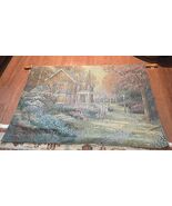 Thomas Kinkade 36x26 Illuminated Musical Tapestry Victorian Fall Autumn ... - $34.95